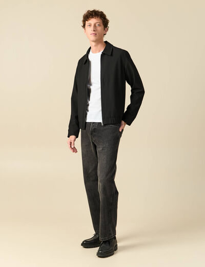 Blouson manches longues col classique noir homme