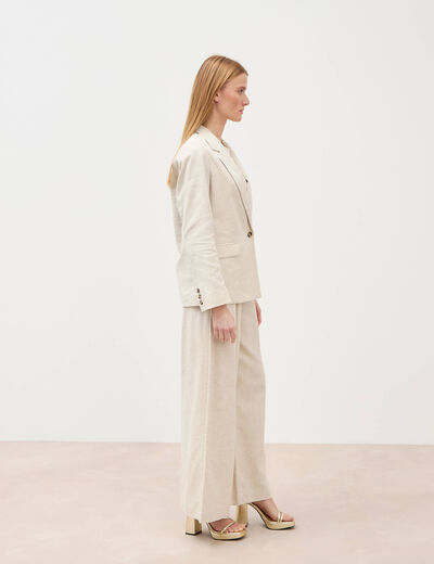 Blazer manches longues col tailleur sable femme