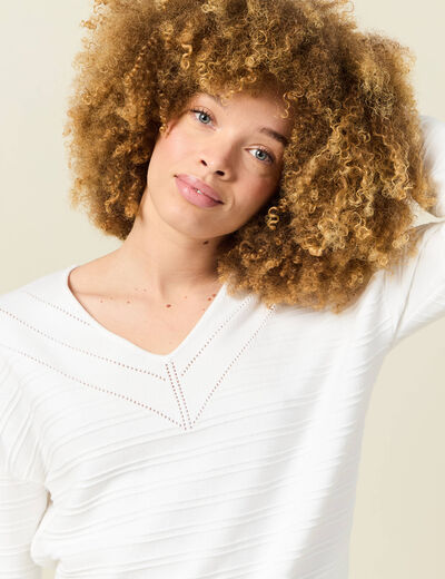 Pull manches longues blanc femme