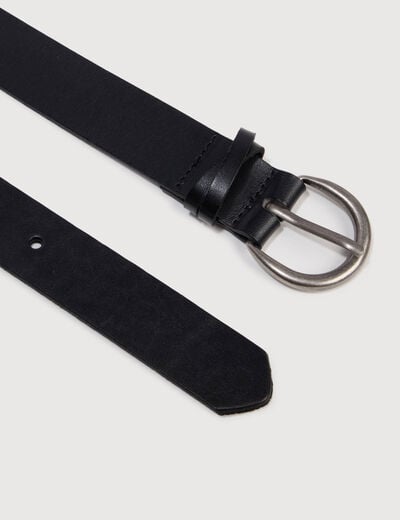 Ceinture large en cuir noir femme