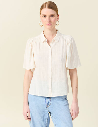 Chemise manches courtes creme femme