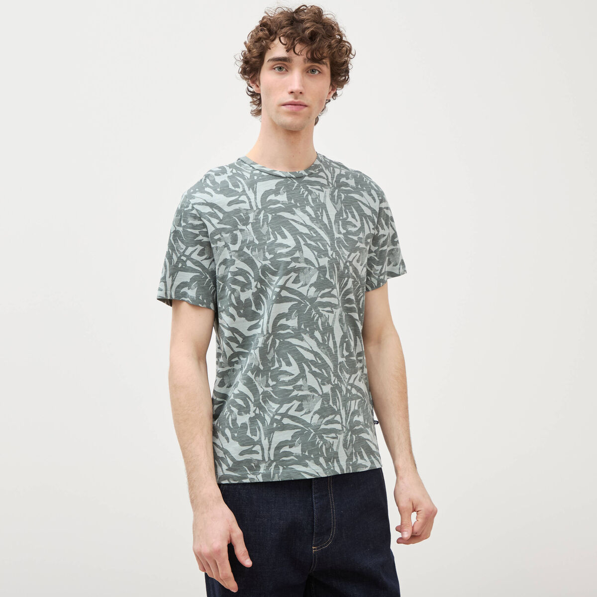 T-shirt manches courtes vert fonc&eacute; homme