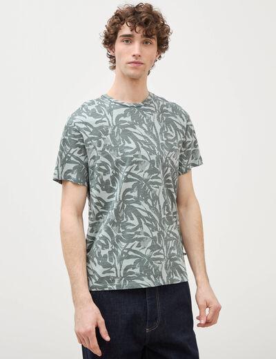 T-shirt manches courtes vert fonc&eacute; homme