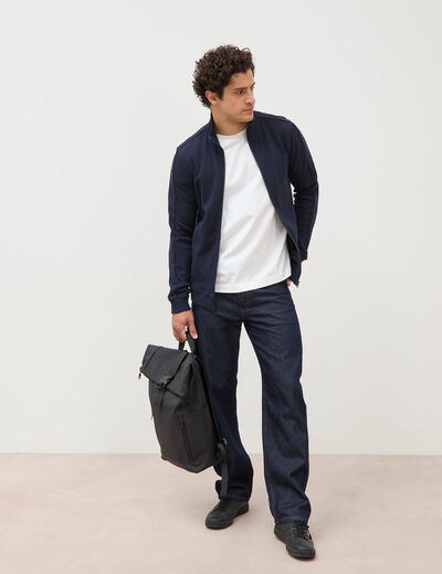 Gilet manches longues col montant bleu marine homme