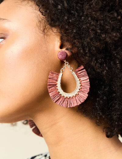 Boucles d'oreilles pendantes rouge foncé femme