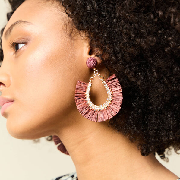 Boucles d'oreilles pendantes rouge foncé femme