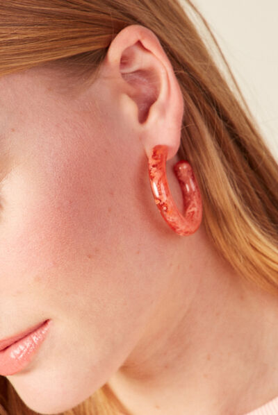 Boucles d'oreilles créoles rose clair femme