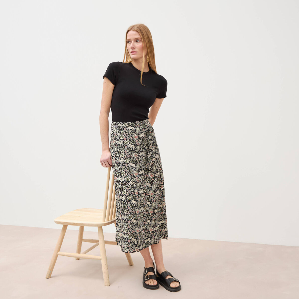 Jupe fluide noir femme