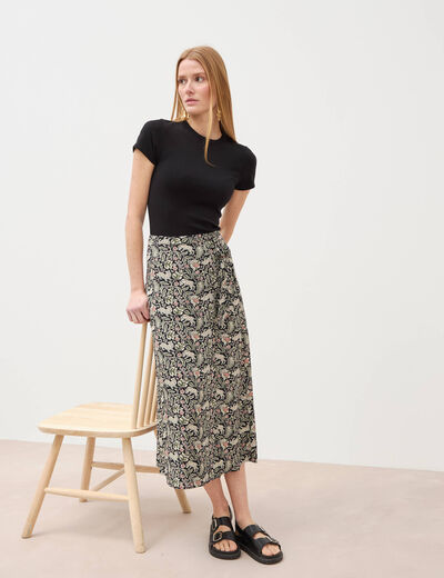 Jupe fluide noir femme