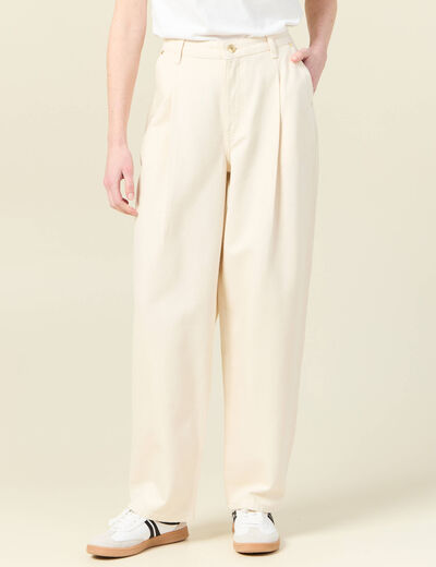 Jeans large taille haute denim blanc femme