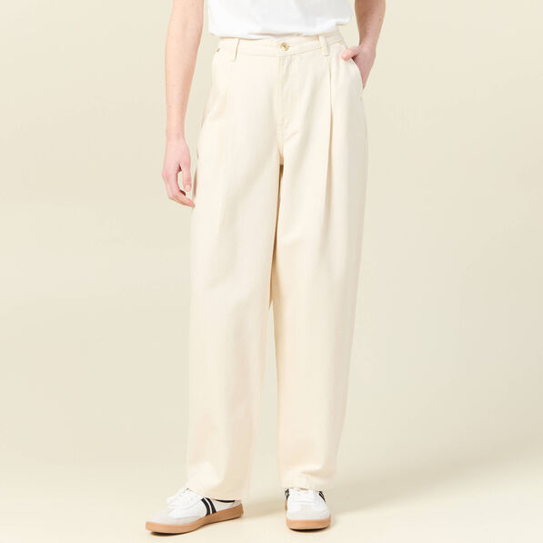 Jeans large taille haute denim blanc femme