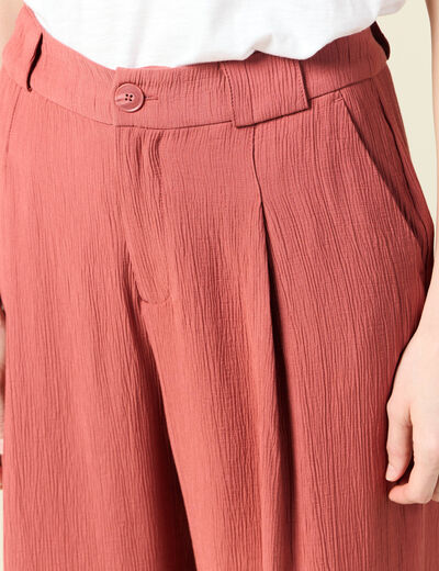 Pantalon large à pinces vieux rose femme