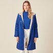 Parka droite à capuche doublée bleu electrique femme