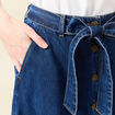 Jupe longue trapèze en jean denim stone femme