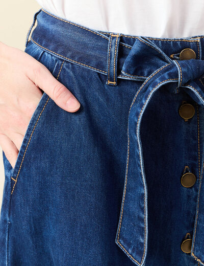Jupe longue trapèze en jean denim stone femme