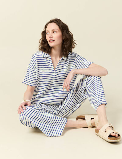 Polo manches courtes ecru femme