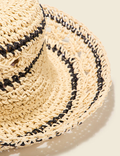 Chapeau tressé ecru femme