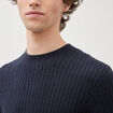 Pull col rond bleu marine homme