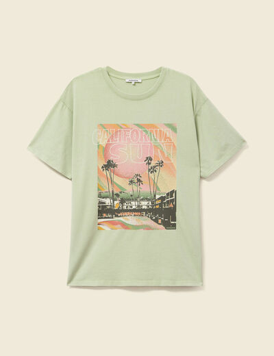 T-shirt oversize en coton vert clair femme