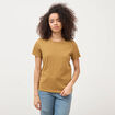 T-shirt cintr&eacute; col rond manches courtes camel femme