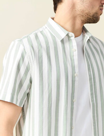 Chemise manches courtes vert olive homme