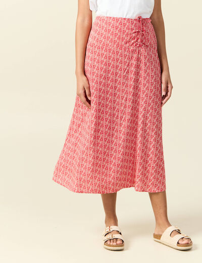 Jupe longue portefeuille rouge femme