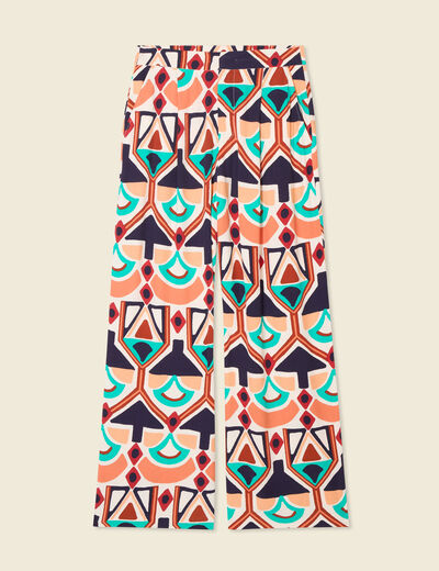 Pantalon large fluide orange femme
