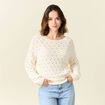Pull manches longues ajouré creme femme