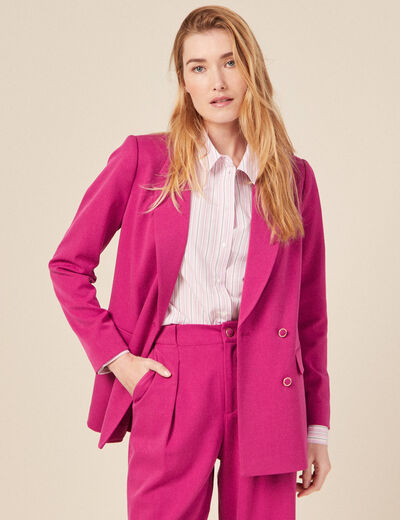 Veste blazer double boutonnage violet clair femme