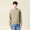 Sweat col rond manches longues en coton vert kaki homme