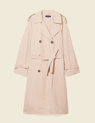 Trench droit long déperlant beige femme