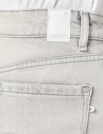 Jeans large taille haute denim gris clair femme