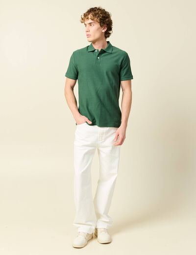 Polo cintr&eacute; manches courtes vert homme