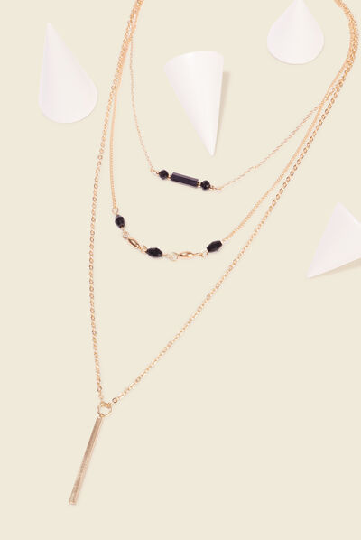 Collier multirangs noir femme