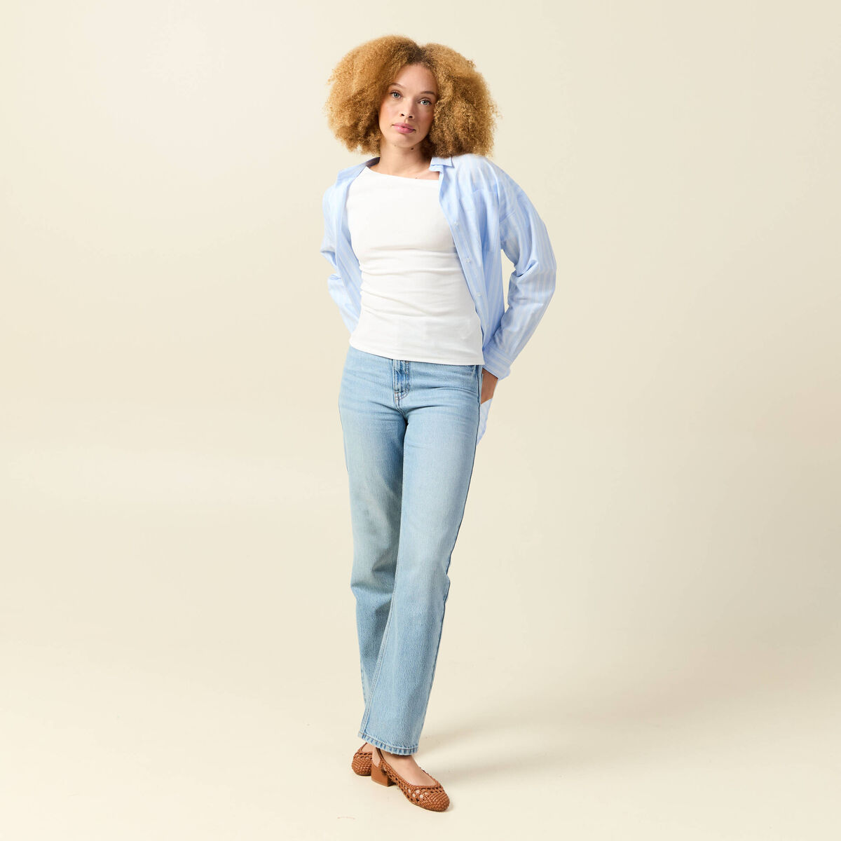 T-shirt asymétrique manches courtes ecru femme