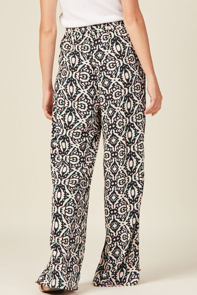 Pantalon large fluide noir femme