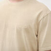 T-shirt ample col rond broderie coton beige homme