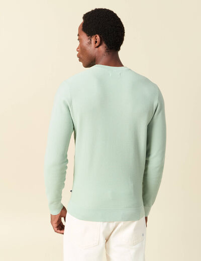 Pull fin col rond manches longues bleu gris homme