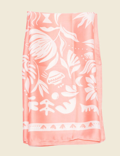 Foulard satin orange corail femme