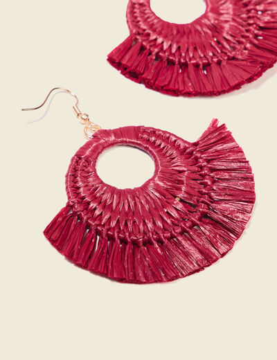 Boucles d'oreilles pendantes rouge foncé femme