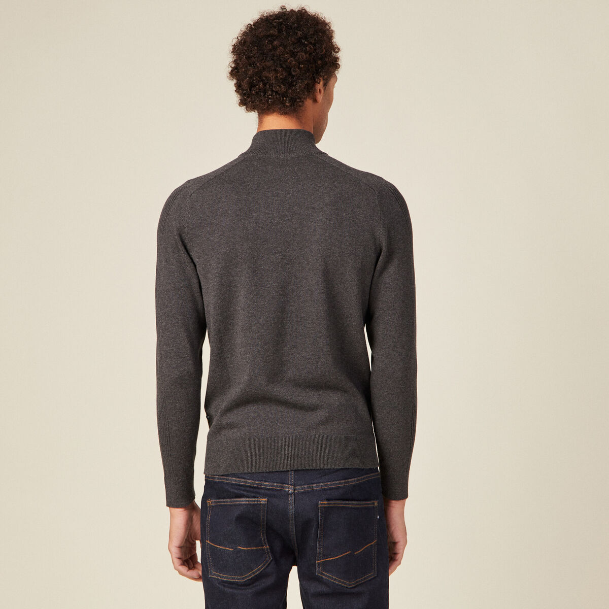 Gilet manches longues zippé gris foncé homme
