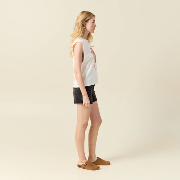 T-shirt sans manches ivoire femme