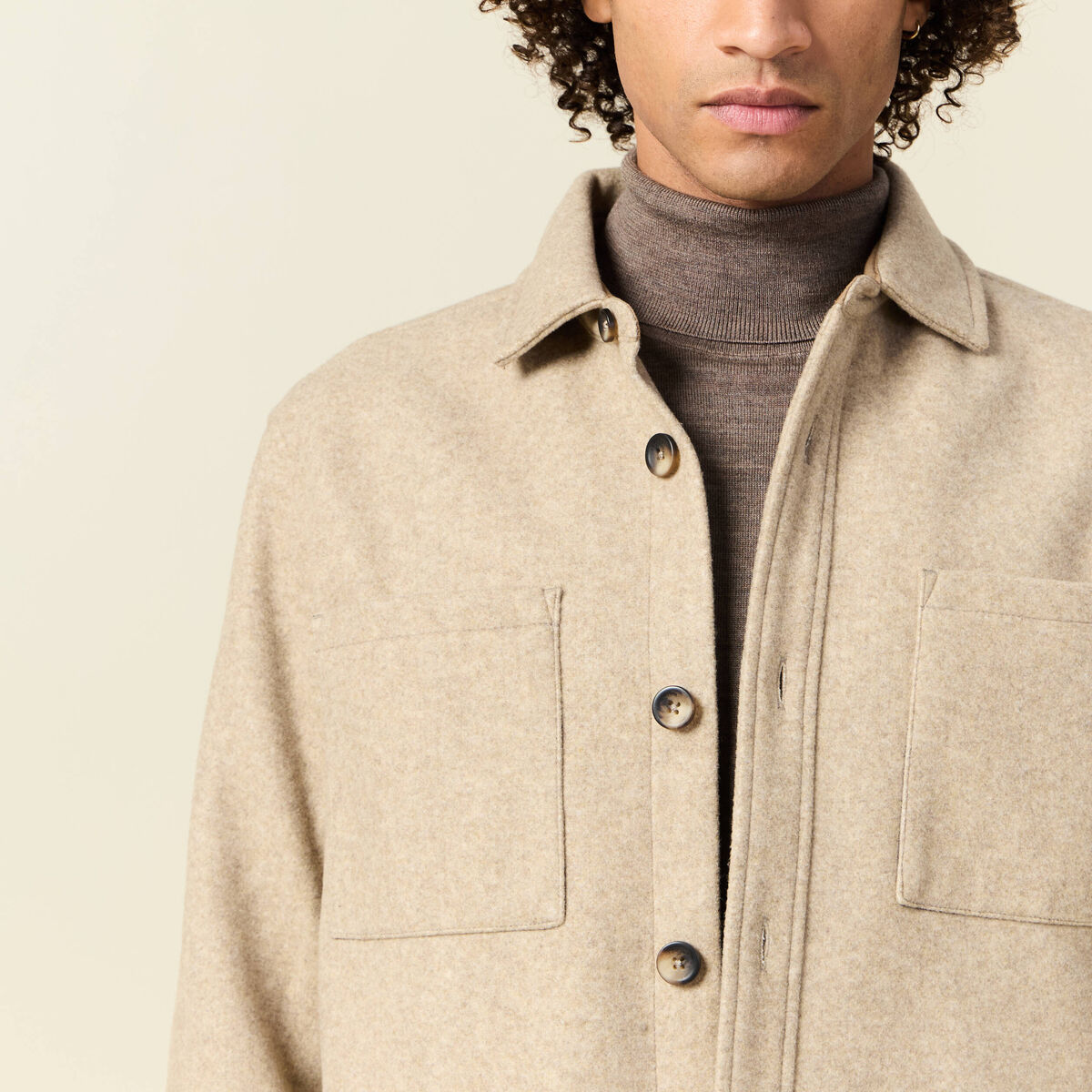 Surchemise boutonnée beige homme