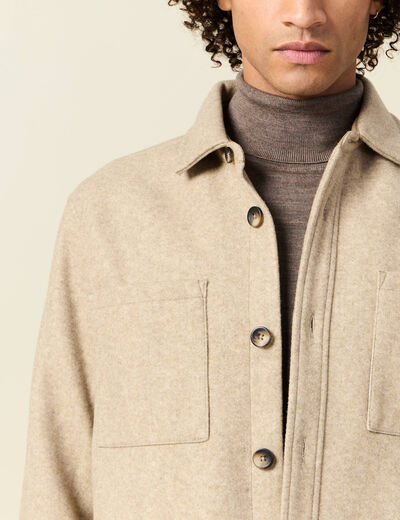 Surchemise boutonnée beige homme