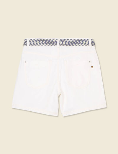 Short boyfriend ceinturé jean denim blanc femme