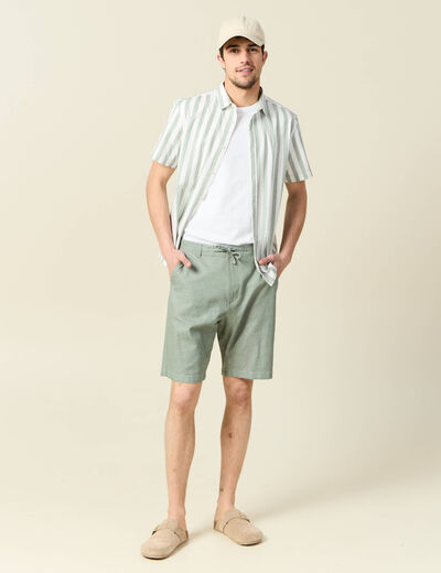 Bermuda droit vert olive homme