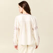 Chemise manches longues brodée creme femme