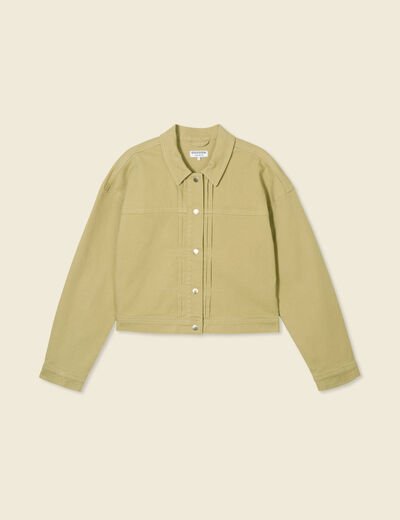 Blouson boutonné vert olive femme