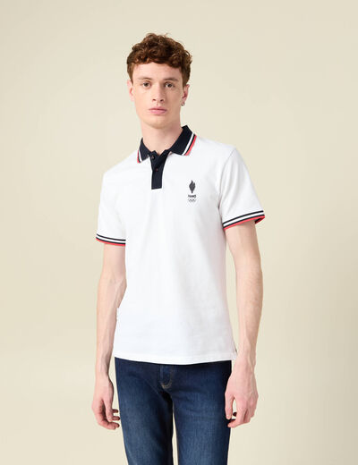 Polo manches courtes blanc homme