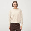 Pull droit manches longues col rond creme femme